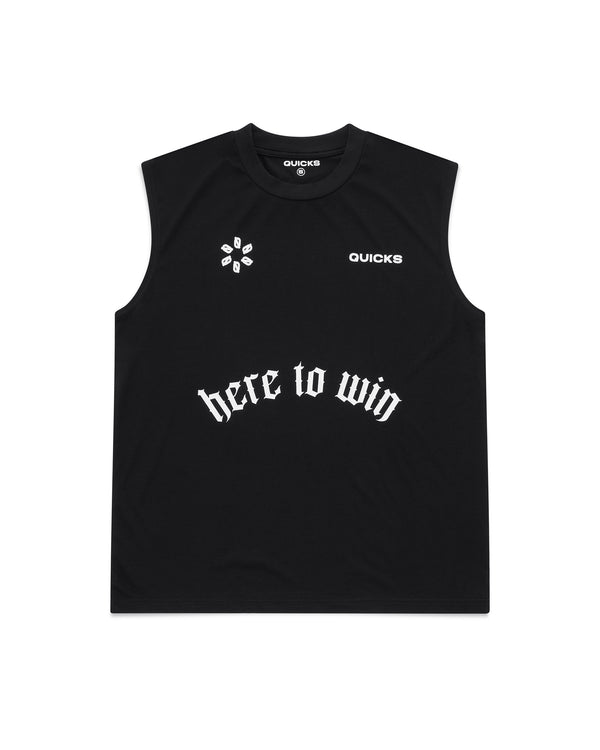 HERE TO WIN MUSCLE T-SHIRT - BLACK